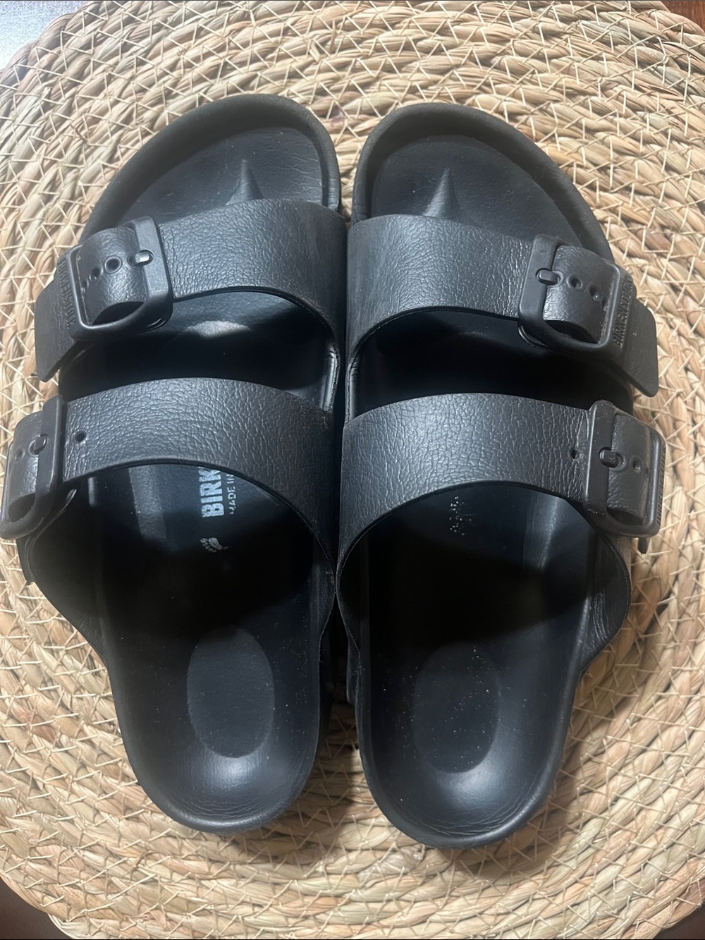 Birkenstock Black Two-Strap EVA Slide Sandals